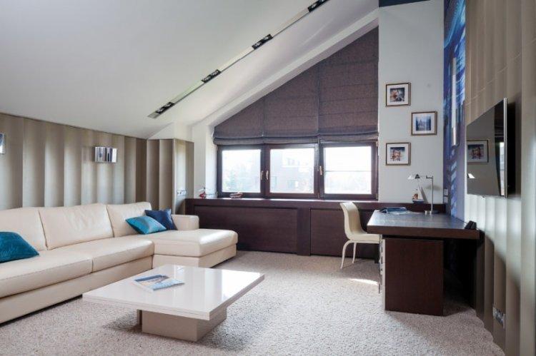 Дизайн кабинета в мансарде - фото