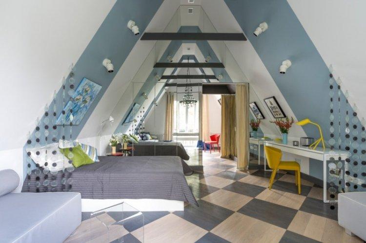 Дизайн детской комнаты в мансарде - фото