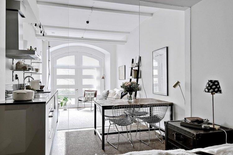 Контрасты и зеркала на 33 кв.м. в Гетеборге - Дизайн однокомнатной квартиры 33 кв.м.