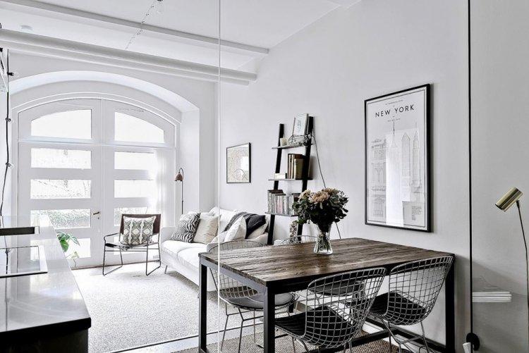 Контрасты и зеркала на 33 кв.м. в Гетеборге - Дизайн однокомнатной квартиры 33 кв.м.