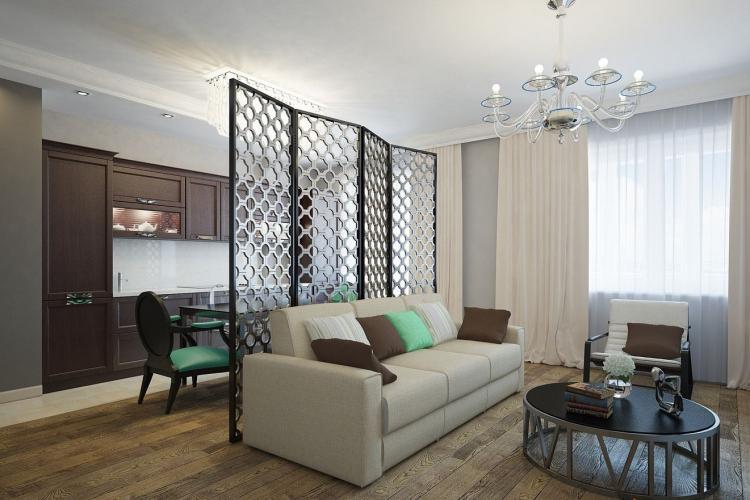 Ширмы и передвижные перегородки - Зонирование однокомнатной квартиры 40 кв.м.