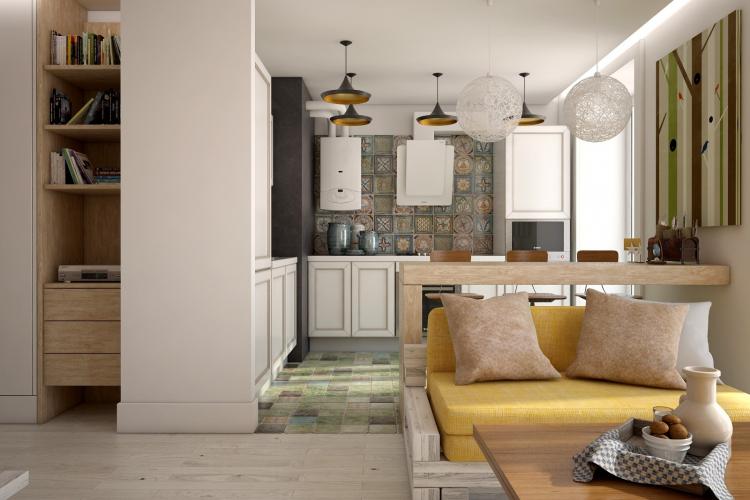 Объединение помещений - Зонирование однокомнатной квартиры 40 кв.м.