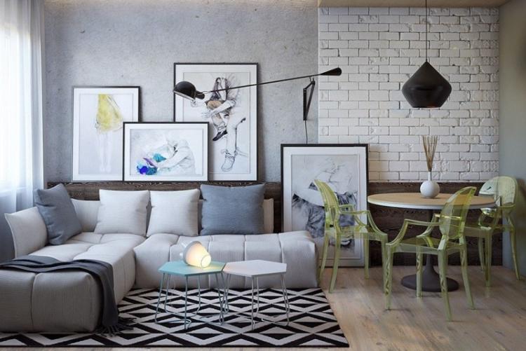 Отделка стен - Дизайн однокомнатной квартиры 40 кв.м.