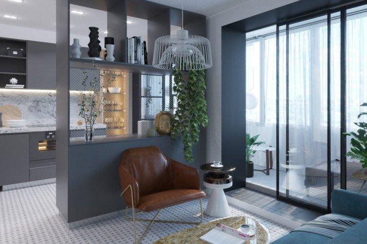 Холодный уют в однокомнатной квартире - Дизайн однокомнатной квартиры