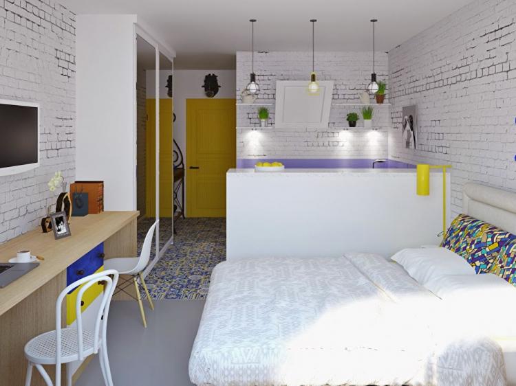 Дизайн-проект маленькой квартиры-студии, Сочи