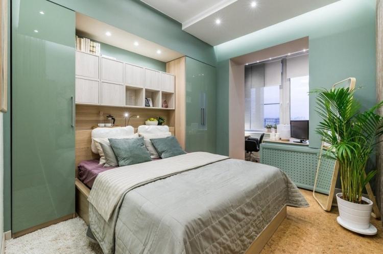 Зеленая спальня 10 кв.м. - Дизайн интерьера