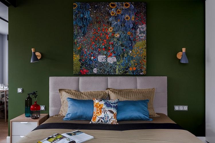 Зеленая спальня 9 кв.м. - Дизайн интерьера