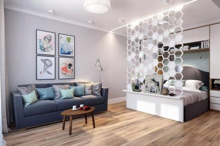 Гостиная, совмещенная со спальней - дизайн интерьера фото