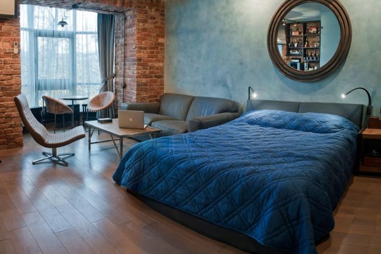 Гостиная, совмещенная со спальней - дизайн интерьера фото