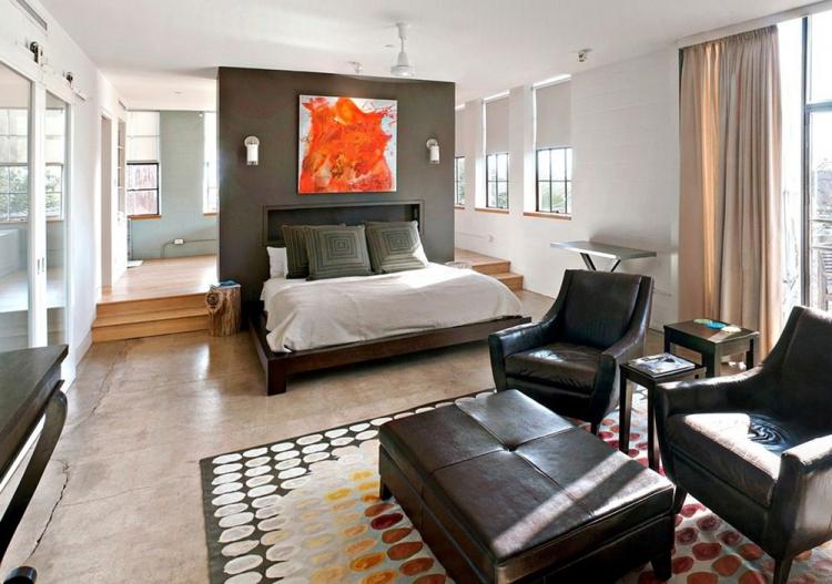 Гостиная, совмещенная со спальней - дизайн интерьера фото