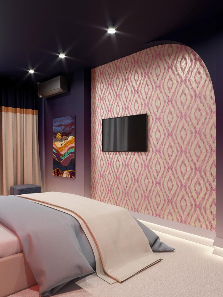 Дизайн яркой спальни