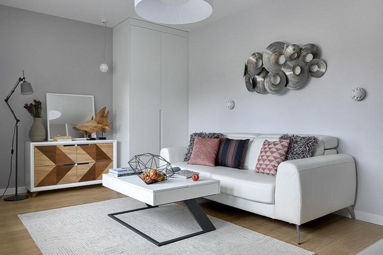 Серый зал в квартире - Дизайн интерьера