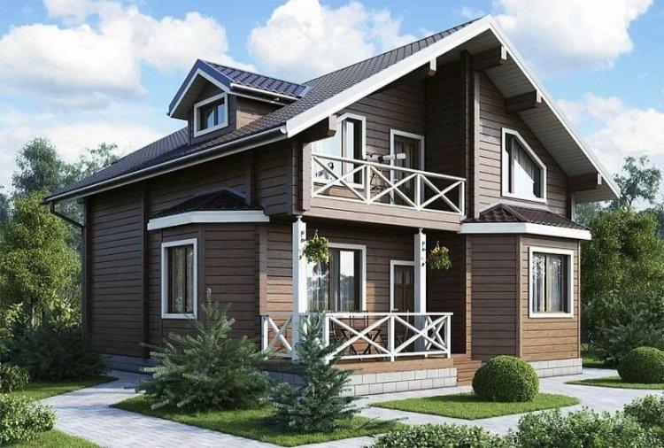 Двухэтажные дома из бруса - проекты и фото