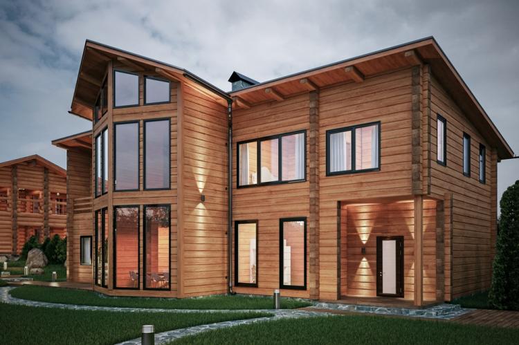Двухэтажные дома из бруса - проекты и фото