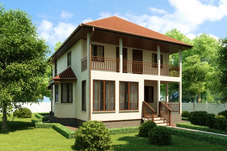 Двухэтажные дома с балконом - проекты и фото