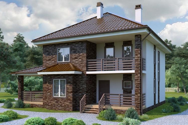 Двухэтажные дома с террасой - проекты и фото