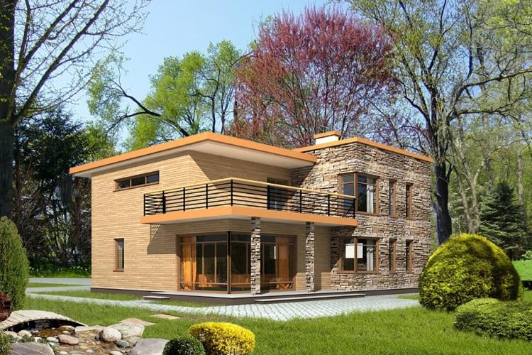 Двухэтажные дома с плоской крышей - проекты и фото