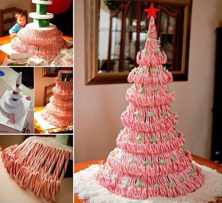 Елка из карамельных тросточек своими руками