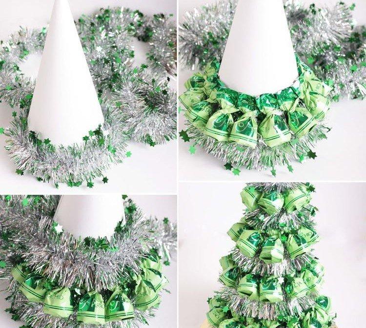 Нарядная елка из шоколадных конфет своими руками