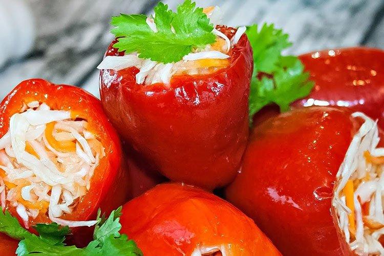 Фаршированный перец с грибами и капустой - рецепты