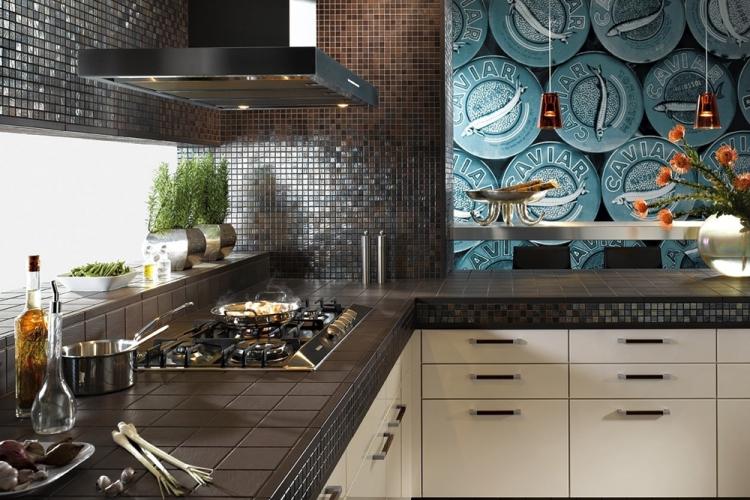 Фартук на кухне из мозаики