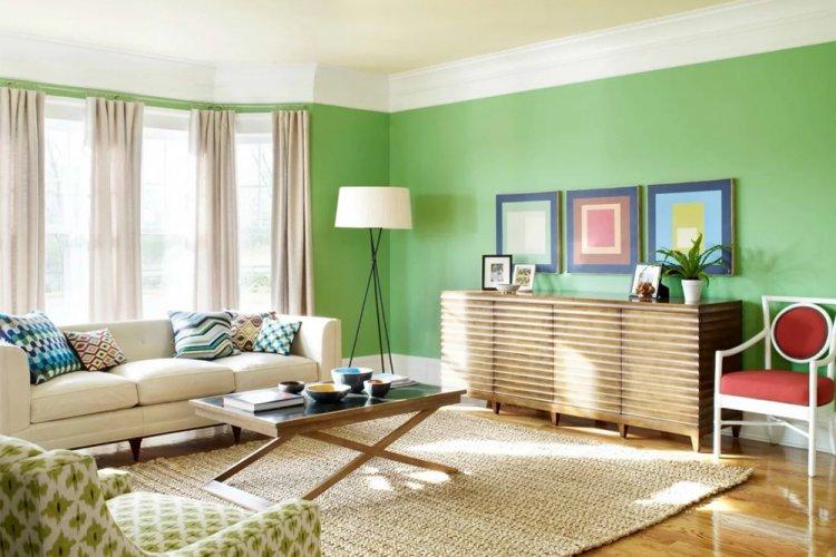 Фисташковый цвет в гостиной - дизайн фото