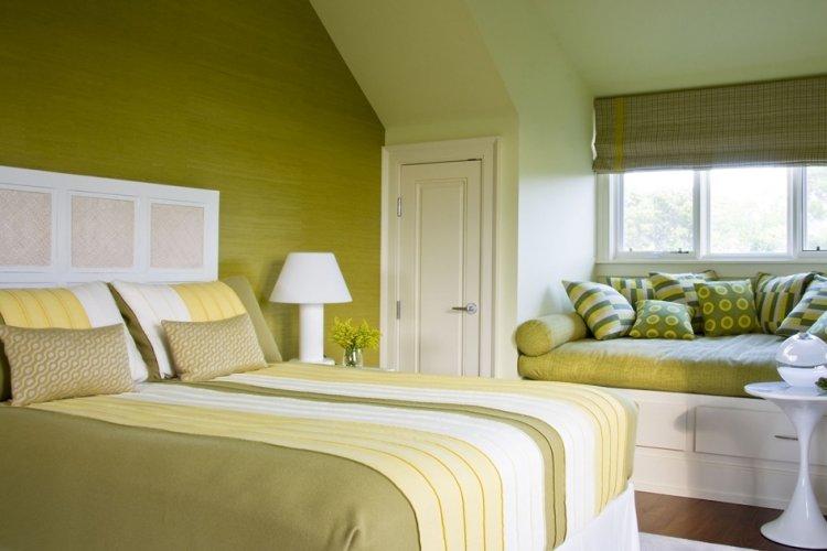 Фисташковый цвет в спальне - дизайн фото