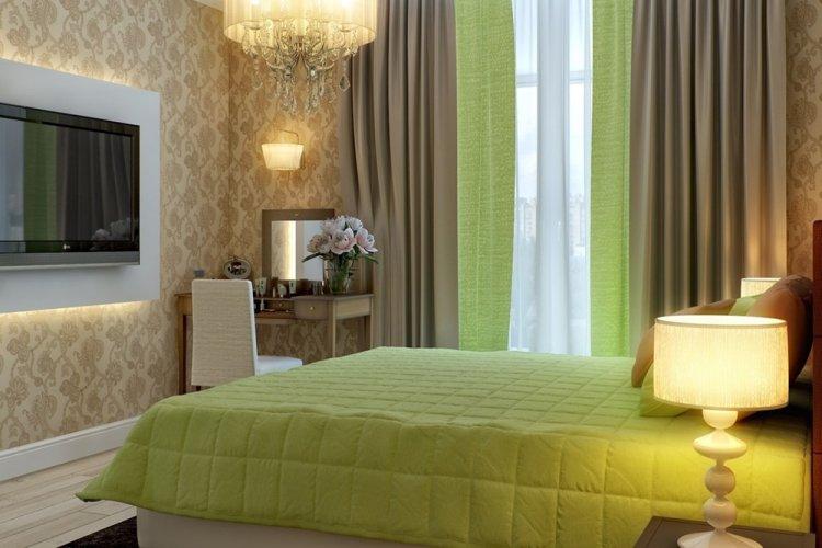 Фисташковый цвет в спальне - дизайн фото