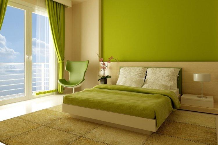 Фисташковый цвет в спальне - дизайн фото