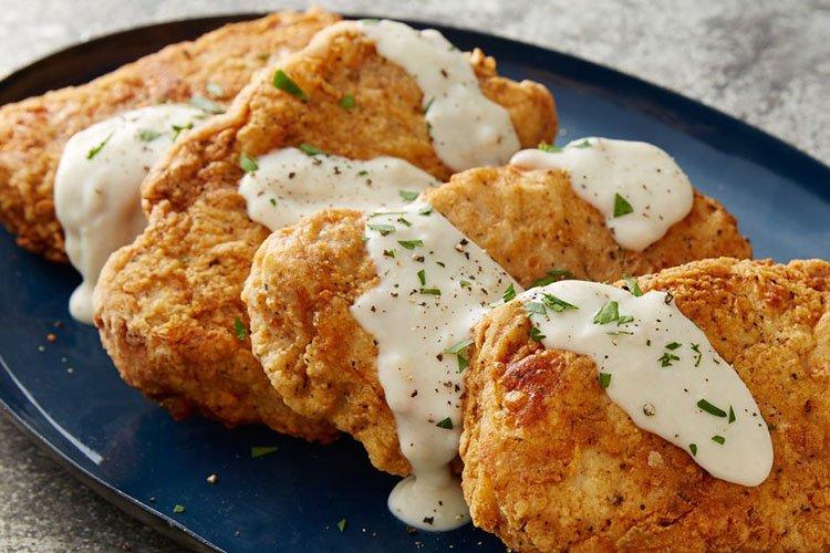 Куриные отбивные в луковом кляре