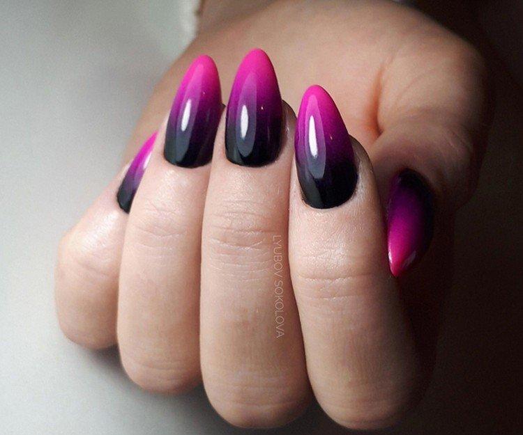 Черный маникюр омбре