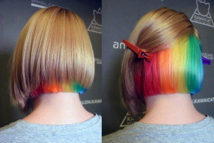 Боб-каре с ярким окрашиванием 2021