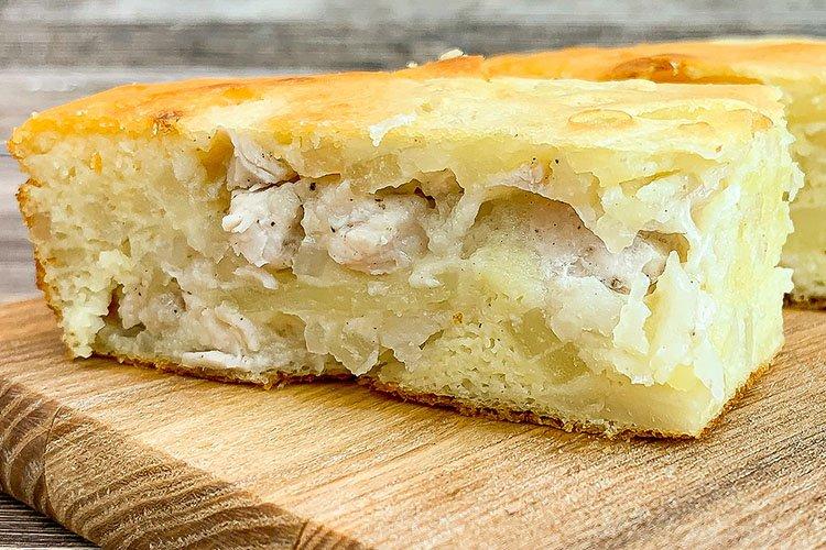 Курник на сметане с картошкой и курицей