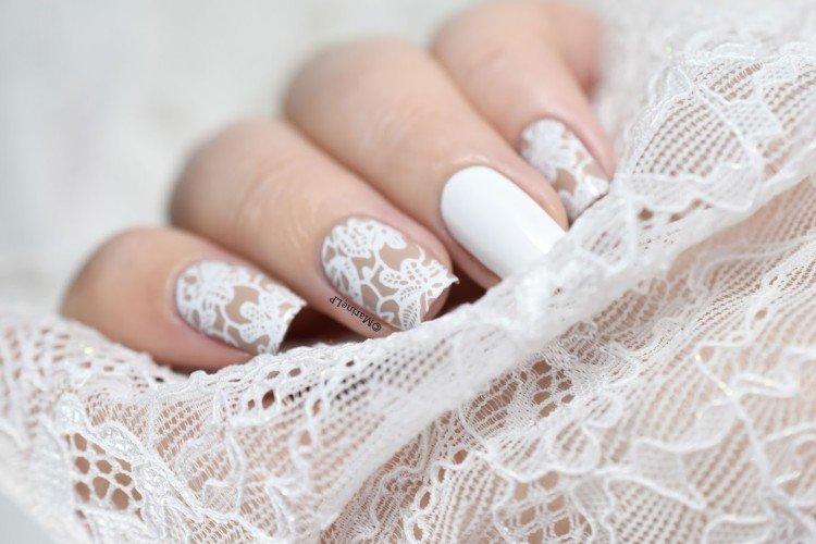 Белый свадебный маникюр