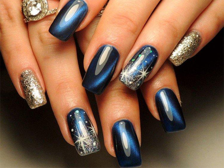 Синий маникюр - фото и идеи