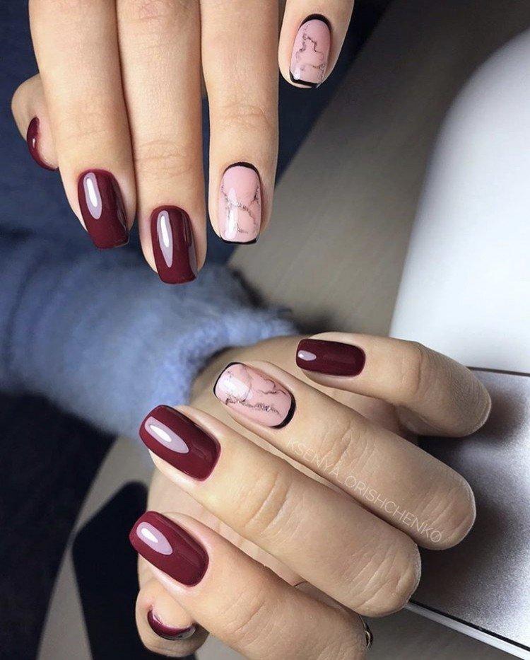 Бордовый маникюр - фото и идеи