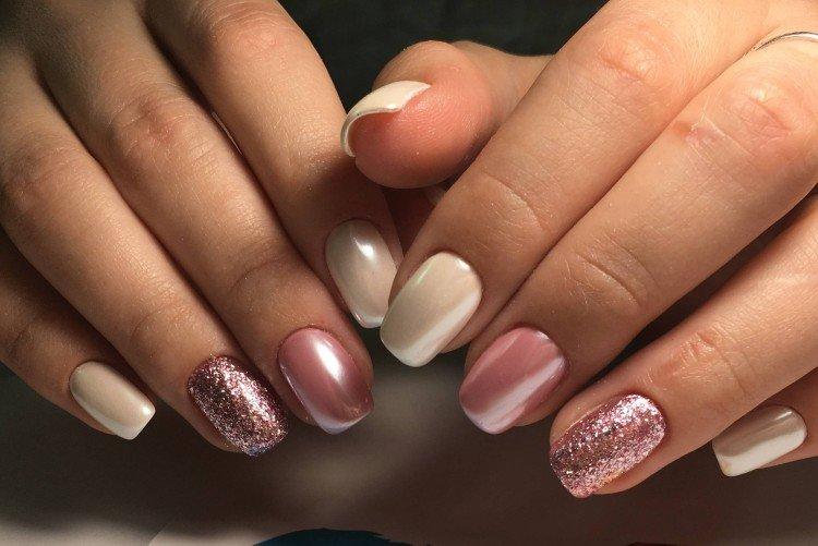 Маникюр на квадратные ногти с втиркой