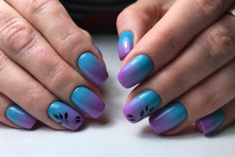 Маникюр с градиентом на квадратные ногти