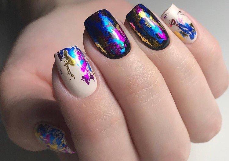 Маникюр с фольгой - фото и идеи