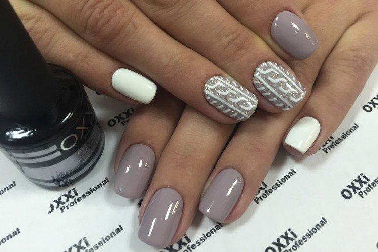 Серый маникюр гель-лаком