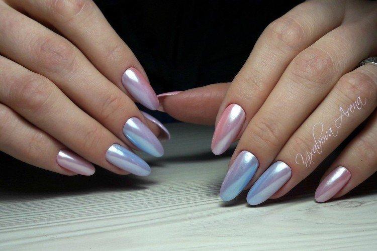 Маникюр с втиркой на длинные ногти