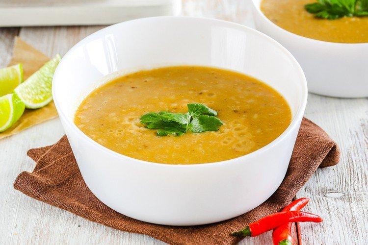 Суп-пюре из чечевицы с рисом