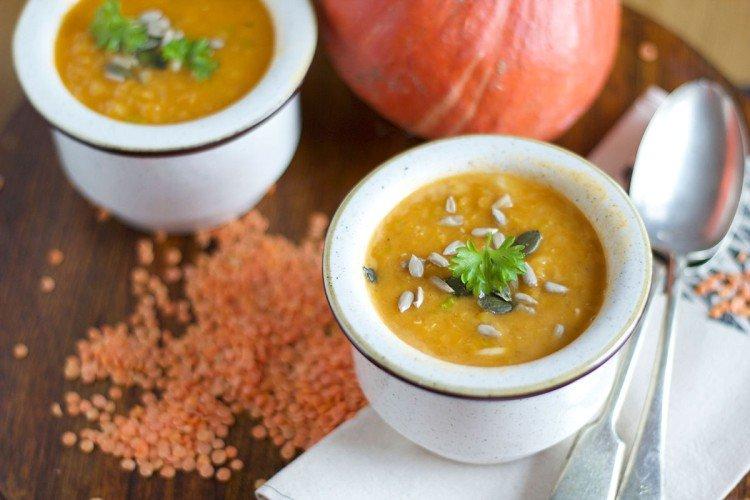 Суп из чечевицы с тыквой