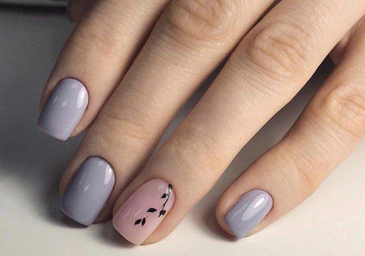 Серый маникюр на короткие ногти