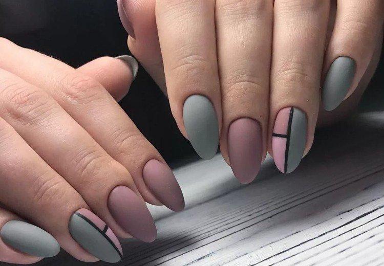Серый маникюр на длинные ногти