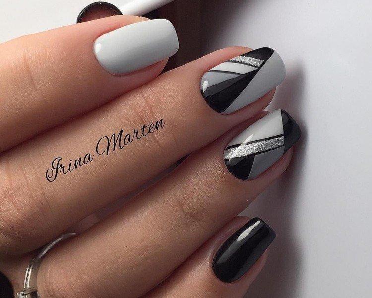 Черно-серый маникюр