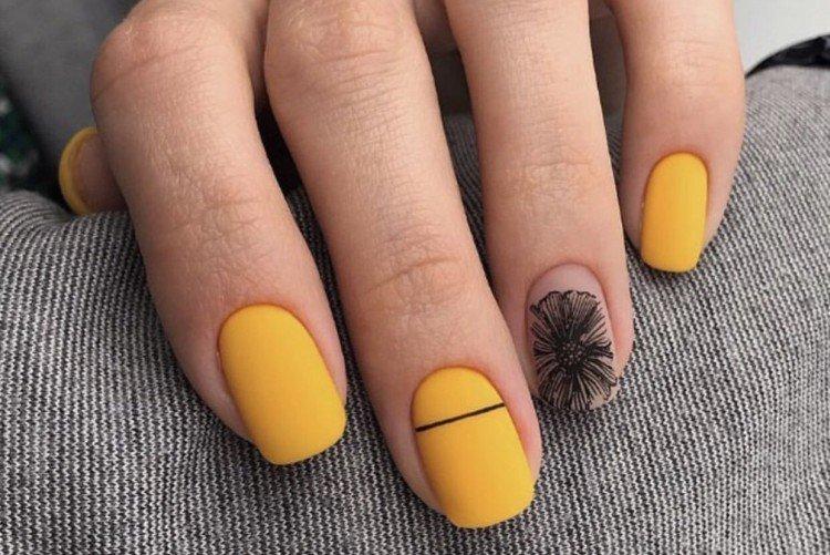 Желтый молодежный маникюр