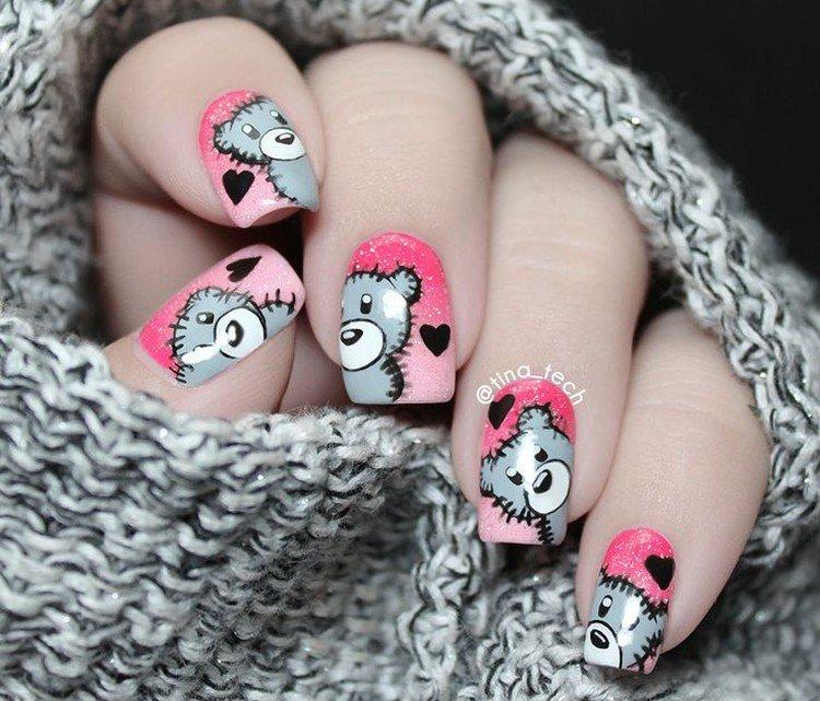 Мультяшные рисунки на ногтях
