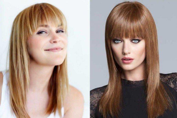 Лесенка с прямой челкой