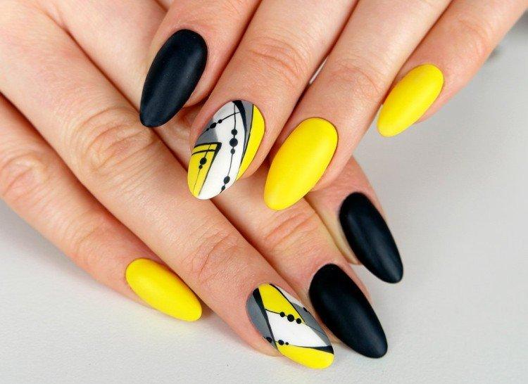 Черно-желтый маникюр